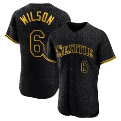 Dan Wilson Seattle Mariners Men's Authentic Snake Skin City Jersey - Black