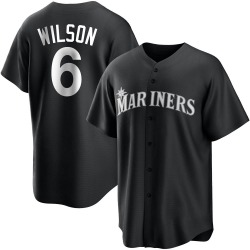 Dan Wilson Seattle Mariners Men's Replica Black/ Jersey - White