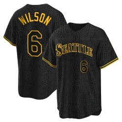 Dan Wilson Seattle Mariners Men's Replica Snake Skin City Jersey - Black