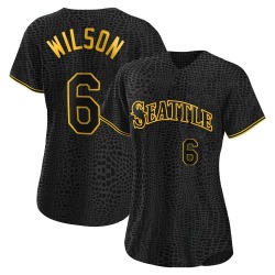 Dan Wilson Seattle Mariners Women's Authentic Snake Skin City Jersey - Black
