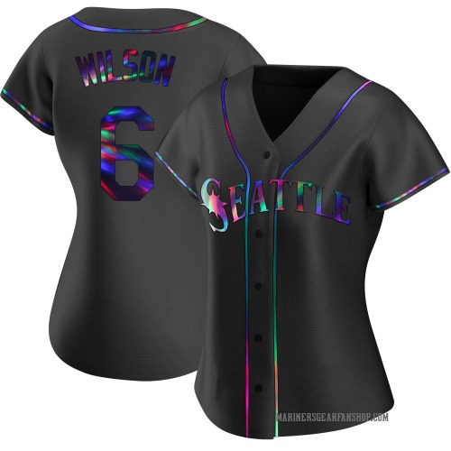 Dan Wilson Seattle Mariners Women's Replica Alternate Jersey - Black Holographic