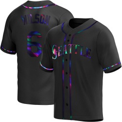 Dan Wilson Seattle Mariners Youth Replica Alternate Jersey - Black Holographic