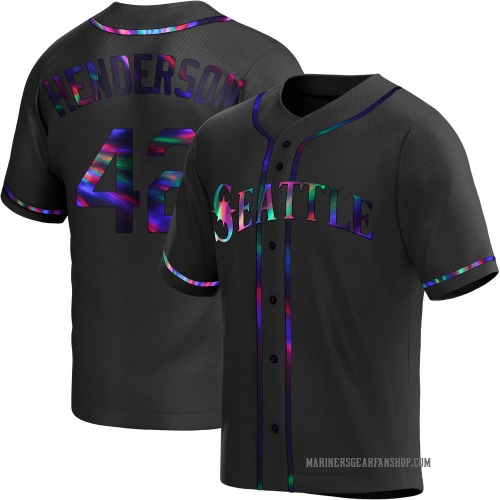 Dave Henderson Seattle Mariners Men's Replica Alternate Jersey - Black Holographic