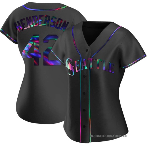Dave Henderson Seattle Mariners Women's Replica Alternate Jersey - Black Holographic