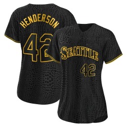 Dave Henderson Seattle Mariners Women's Replica Snake Skin City Jersey - Black
