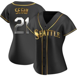 David Segui Seattle Mariners Women's Replica Alternate Jersey - Black Golden