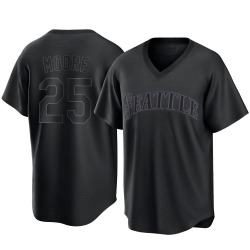 Dylan Moore Seattle Mariners Men's Replica Pitch Fashion Jersey - Black