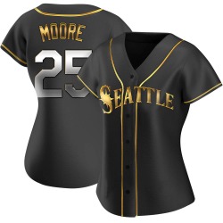 Dylan Moore Seattle Mariners Women's Replica Alternate Jersey - Black Golden