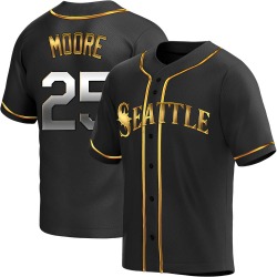 Dylan Moore Seattle Mariners Youth Replica Alternate Jersey - Black Golden