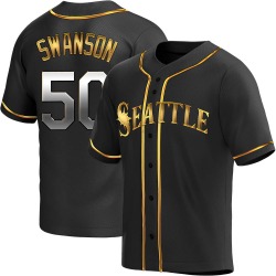 Erik Swanson Seattle Mariners Men's Replica Alternate Jersey - Black Golden