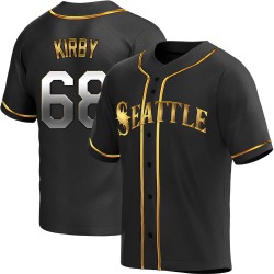 George Kirby Seattle Mariners Men's Replica Alternate Jersey - Black Golden