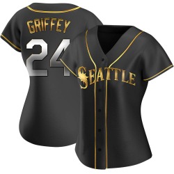 Ken Griffey Seattle Mariners Women's Replica Alternate Jersey - Black Golden