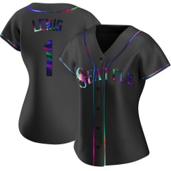 Kyle Lewis Seattle Mariners Women's Replica Alternate Jersey - Black Holographic