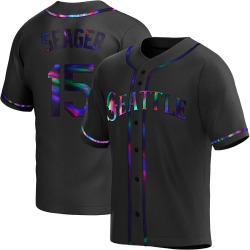 Kyle Seager Seattle Mariners Men's Replica Alternate Jersey - Black Holographic