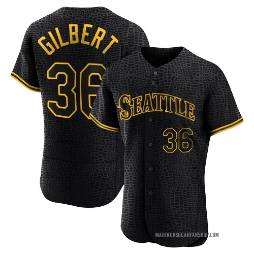 Logan Gilbert Seattle Mariners Men's Authentic Snake Skin City Jersey - Black