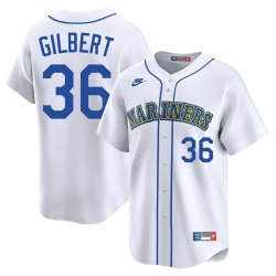 Logan Gilbert Seattle Mariners Men's Limited Throwback Cooperstown Collection Jersey - White
