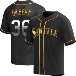 Logan Gilbert Seattle Mariners Men's Replica Alternate Jersey - Black Golden
