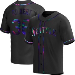 Logan Gilbert Seattle Mariners Men's Replica Alternate Jersey - Black Holographic
