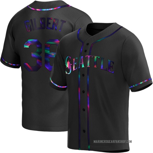 Logan Gilbert Seattle Mariners Men's Replica Alternate Jersey - Black Holographic