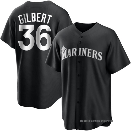 Logan Gilbert Seattle Mariners Men's Replica Black/ Jersey - White