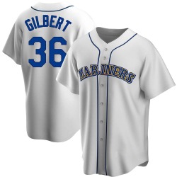 Logan Gilbert Seattle Mariners Men's Replica Home Cooperstown Collection Jersey - White