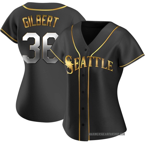 Logan Gilbert Seattle Mariners Women's Replica Alternate Jersey - Black Golden