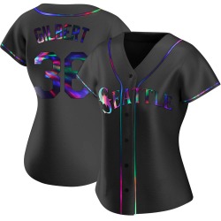 Logan Gilbert Seattle Mariners Women's Replica Alternate Jersey - Black Holographic