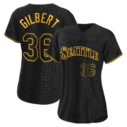Logan Gilbert Seattle Mariners Women's Replica Snake Skin City Jersey - Black
