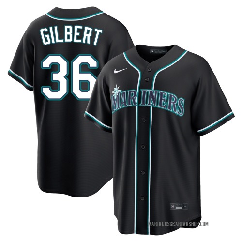 Logan Gilbert Seattle Mariners Youth Replica Fashion Out Jersey - Black