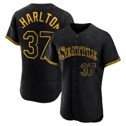 Norm Charlton Seattle Mariners Men's Authentic Snake Skin City Jersey - Black
