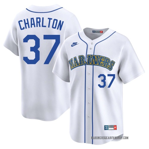 Norm Charlton Seattle Mariners Men's Limited Throwback Cooperstown Collection Jersey - White