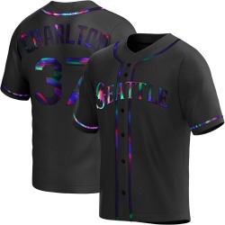 Norm Charlton Seattle Mariners Men's Replica Alternate Jersey - Black Holographic