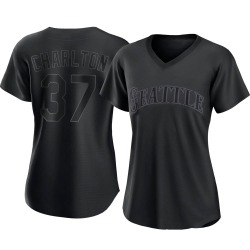 Norm Charlton Seattle Mariners Women's Authentic Pitch Fashion Jersey - Black