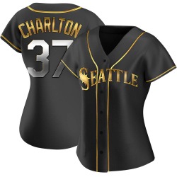 Norm Charlton Seattle Mariners Women's Replica Alternate Jersey - Black Golden