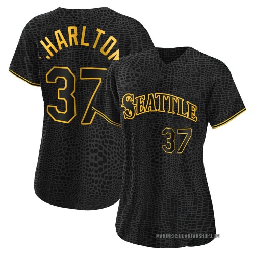 Norm Charlton Seattle Mariners Women's Replica Snake Skin City Jersey - Black
