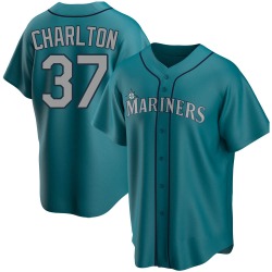 Norm Charlton Seattle Mariners Youth Replica Alternate Jersey - Aqua