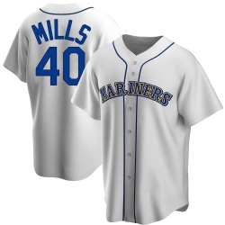 Wyatt Mills Seattle Mariners Men's Replica Home Cooperstown Collection Jersey - White